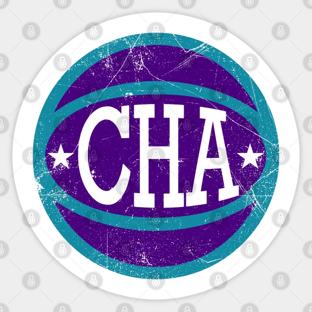 Charlotte Retro Ball - Purple Sticker by KFig21